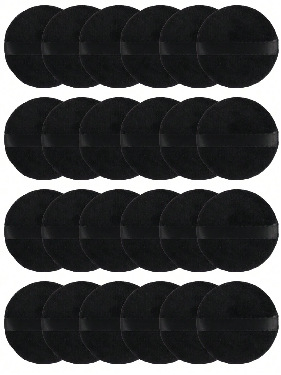 24pcs/15pcs/8pcs/3pcs Round Flocked Makeup Sponges, Soft & Fluffy Texture, Suitable For Face & Body Powder Puff, Mixed Set Makeup Beauty Tools - Black - View 1