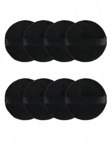 24pcs/15pcs/8pcs/3pcs Round Flocked Makeup Sponges, Soft & Fluffy Texture, Suitable For Face & Body Powder Puff, Mixed Set Makeup Beauty Tools - Black - View 3