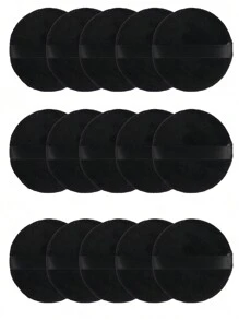 24pcs/15pcs/8pcs/3pcs Round Flocked Makeup Sponges, Soft & Fluffy Texture, Suitable For Face & Body Powder Puff, Mixed Set Makeup Beauty Tools - Black - View 2