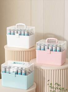 1件大容量家庭医药柜 三层隔间医药柜 家用便携式急救箱 防潮防尘 圆形便携手柄 适用于药盒药瓶等 适用于卧室客厅宿舍 - 彩色 - 查看 8