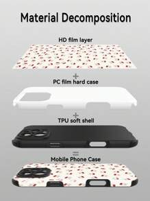 1 pieza Nuevo estuche de teléfono de doble capa de TPU suave + PC duro antideslizante y a prueba de golpes con diseño minimalista de cerezas rojas compatible con Apple iPhone 16/16Plus/16Pro/16ProMax