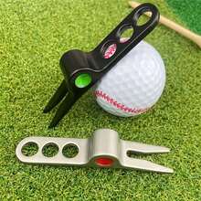 1 buah/Set Alat Perbaikan Bekas Pukulan Golf Berkepala Ganda dengan Penanda Bola - Garpu Rumput Paduan Seng Cocok untuk Pegolf, - MultiWarna - View 2