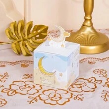 Ensemble de 7 boîtes cadeaux en papier, boîtes à faveurs avec motif de lune pour la décoration de la chambre, de la maison, de la chambre à coucher, de la table, anniversaire, mariage, fête, emballage cadeau, peut contenir de petits cadeaux, décorations de Ramadan Kareem, pliable et facile à assembler