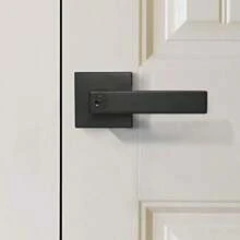 2 Pack Square Entry Door Lever Stainless Steel Exterior Flat Reversible Door Handle Security Front Door Lock Set Black - EntryKeyLock(DifferentKeys) - View 2