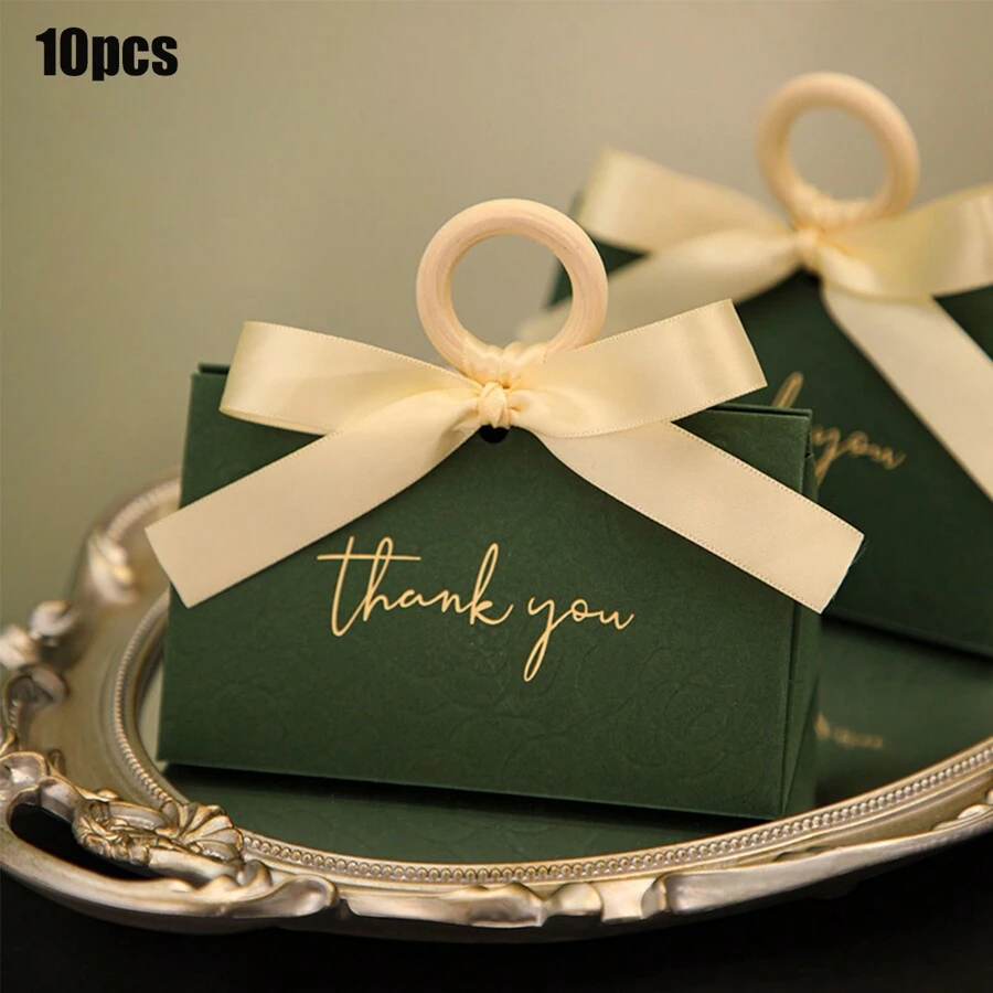 10pcs Premium Wedding Favor Boxes, Handheld Candy Gift Boxes, Elegant Gift Boxes For Wedding, Christmas, Valentine's Day, Birthday, Candy Store