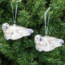 Every Day Is Christmas Glass Blown Ornaments Cute Hand Made Figurines Tree Decoration (Seals Of 2)