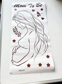 1 szt. "Mama Przyszła" Naklejka ścienna dekoracyjna na ceremonię z okazji narodzin matki w ciąży, samoprzylepna PVC