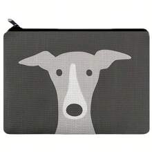 Cute Greyhound, Italian Greyhound Or Whippet Cartoon Dog Carry-All Pouch Cosmetic Bag Linen Zipper Hand Bag Storage Bag - White - View 1