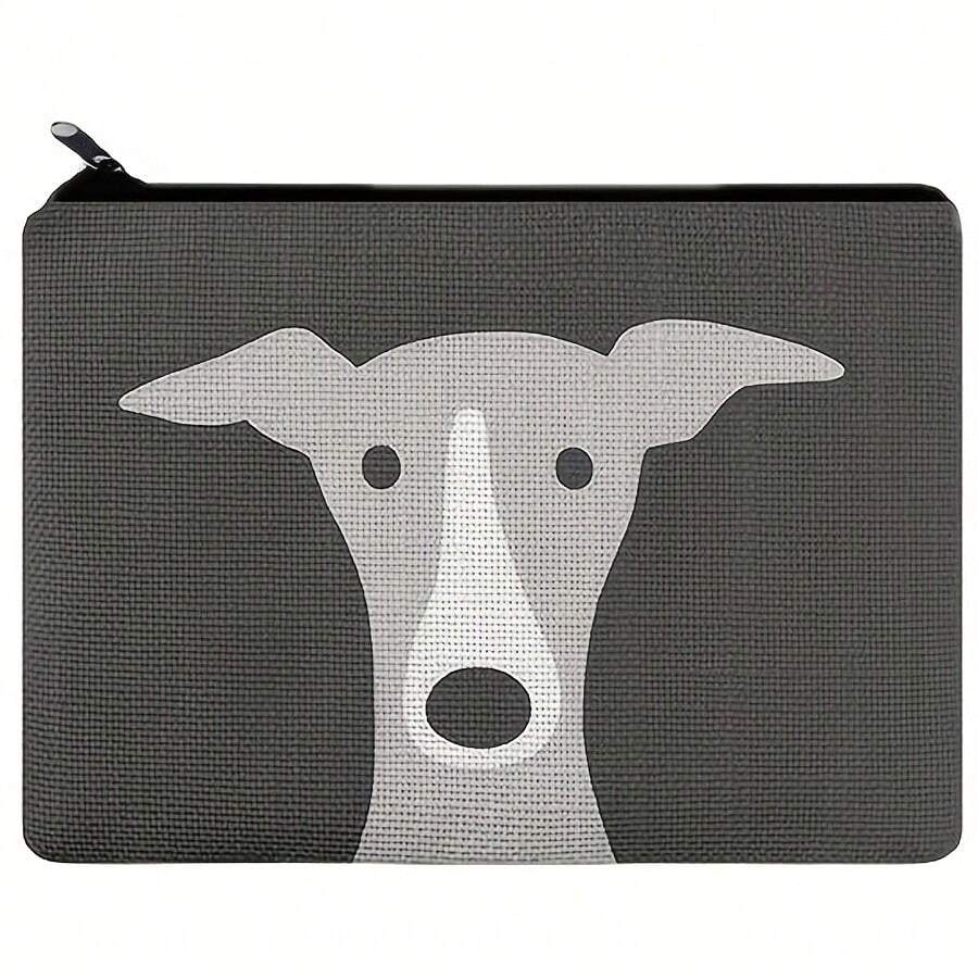 Cute Greyhound, Italian Greyhound Or Whippet Cartoon Dog Carry-All Pouch Cosmetic Bag Linen Zipper Hand Bag Storage Bag - White - View 1