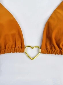 Bikini de tela de nailon con diseño sexy de corazón para mujeres, adecuado para verano, vacaciones en la playa, resort, spa. Nueva colección 2024 de Europa y América