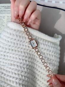 1pc Women's Vintage Oval Gold Tone Rhinestone & Zirconia Decorated Fashion Watch, Suitable For Daily Wear, Parties, Gatherings And Events