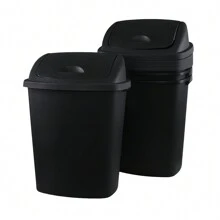 4 Pack 70 Liter Garbage Can, Black Trash Bin With Swing Lid, Plastic Garbage Can Swing Cover - Black - View 6