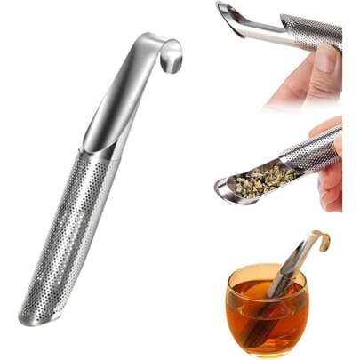 1pc Stainless Steel Tea Diffuser, Stainless Steel Tea Infuser, Mesh Strainer With Hanging Hook Handle, Tea Bags For Loose Leaf Tea, Tea Artifact Creative Pipe Back To School