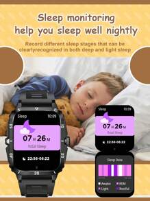 1pc Teen Smartwatch, 3ATM Waterproof, 1.96" Large Display, Rugged Sport Smart Watch, Fitness Tracker With Heart Rate & Sleep Monitoring, Compatible With IOS And Android - Multicolor - View 8