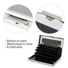 1pc Customized Slim Card Case Personalized Custom Name Rose Gold Initial Name A To Z Pattern Wallet ID Bank Credit Card Holder Minimalist Thin Aluminium Metal Wallets Bank Card Box Personal Tailor RFID Women Purse Men Metal Card Holders Organizer Valentines,Purses And Bags Women - Silver - View 4