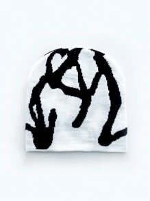 1 件男女通用针织帽，个性化图案设计，百搭时尚，户外休闲防风，男女皆宜，怪物手印动物图案腈纶针织帽，适合春季、夏季、秋季、冬季 - A - 查看 3