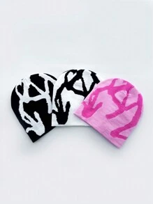 1 件男女通用针织帽，个性化图案设计，百搭时尚，户外休闲防风，男女皆宜，怪物手印动物图案腈纶针织帽，适合春季、夏季、秋季、冬季 - A - 查看 5