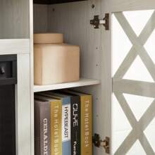 Mainstays Farmhouse Fireplace TV Stand For TVs Up To 55", Walnut - White - View 9