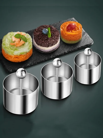 1pc Stainless Steel Adjustable Cake Mold Ring With Pusher, Mousse Cake Mold, Tart Ring, Sushi Mold, Baking Tool, Kitchen Gadget, Kitchenware