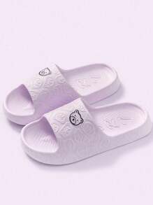 New Versatile Men's Slide Sandals, Cartoon Black Graffiti Bear Head Design Unisex Slippers, EVA Material Breathable Wet-Resistant Odor-Free Indoor Outdoor Lightweight Quiet Slides (Recommend Ordering One Size Up For More Comfort) - Purple - View 7