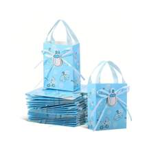 12pcs/Set Baby Shower Favors Gift Bags, Baby Shower Party Goodie Bags, Birthday Party Favor Bags, Blue Sweet Return Gifts Bags,Cute Cartoon Baby Bottles And Bows Party Decoration - Multicolor - View 10