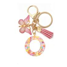 1pc Women's Boho Fashionable Pink Glittery Heart Shaped & English Letter Keychain With Tassel & Butterfly Design, Heart Shape Glitter, Crystal, Tassel And Butterfly Pendant Car Hanging Pendant Women Gift, Wallet And Handbag Accessories For Couple, Mother, Valentine's Day, Friends As Gift, Bag Pendant - Рожевий - Переглянути 25