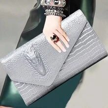 时尚鳄鱼纹手提包，女士大容量鳄鱼纹单肩包，时尚女士手提包 - 彩色 - 查看 10