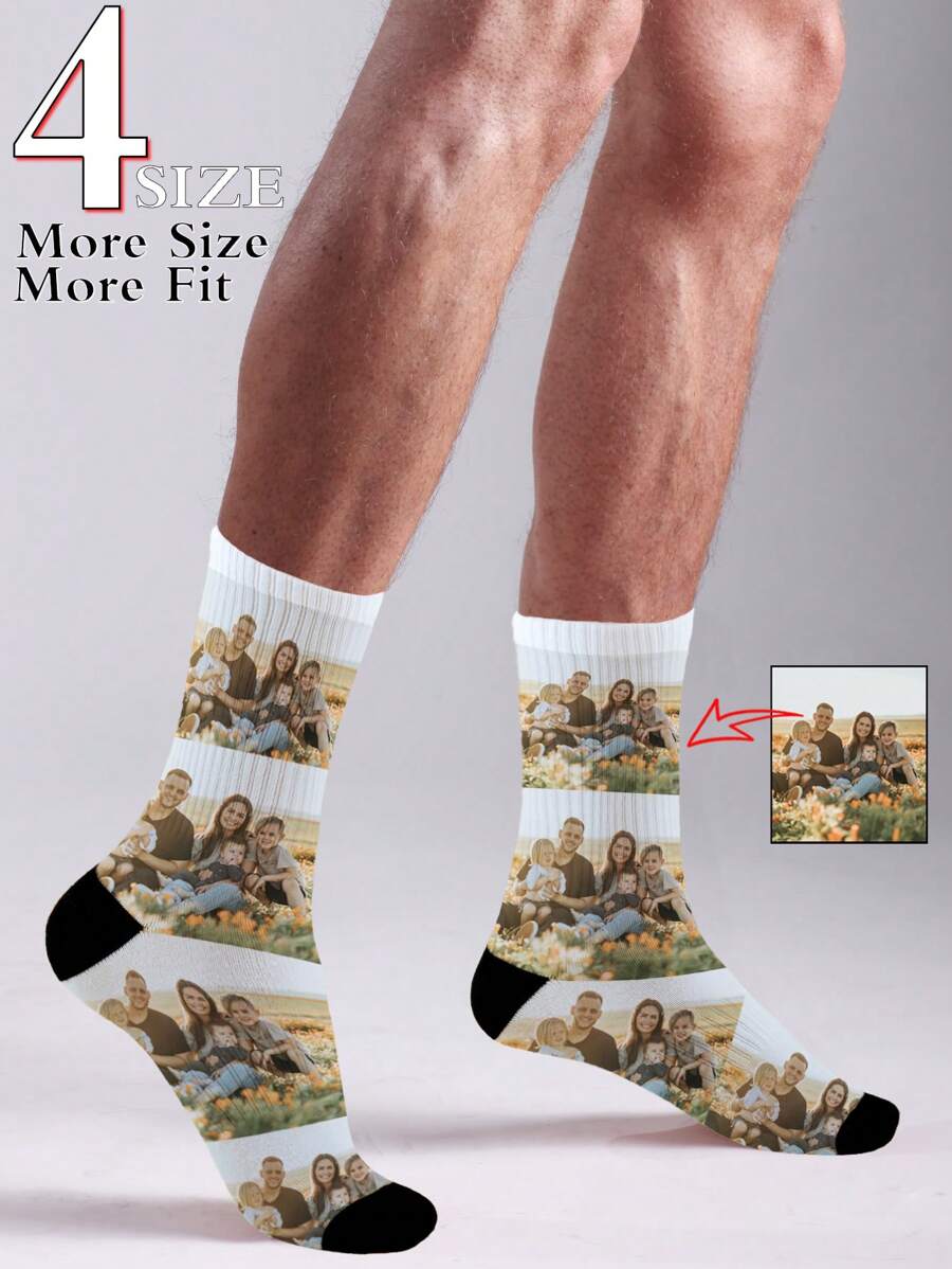 Calze personalizzate con foto, calze stampate personalizzate, calze divertenti con ritratti personalizzati, metti qualsiasi volto sulle calze, regalo per anniversario, San Valentino, compleanno, matrimonio, festa della mamma, festa del papà, migliore amico, regalo per mamma/papà, ragazza/ragazzo, lei/lui, animale domestico - Bianco - Visualizzare 1