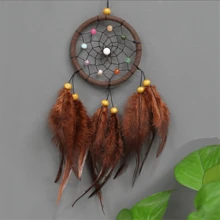 1 Peça Ornamento Decorativo Pendente Filtro dos Sonhos com Penas para Decoração de Casa, Carro/Quarto/Sala de Estar