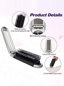 1pc Plastic Folding Hair Brush With Mirror, Travel Hair Brush, Portable Gift Lightweight Compact Small Hairbrush, Pocket Hair Comb For Purse And Gym, Hair Brush, Comb, Hair Tools, Hair Products And Accessories For Barber Salon Beauty Travel Essentials, Back To School, Travel Holiday Essentials, Hair Accessories For Women, Brush, Hair Brushes, Hair Brush, Detangling Brush, Hair Brush, Wooden Comb, Hair Brush, Mini Hair Brush, Detangling Brush, Hair Brushes, Curly Hair Brush, Hairdressing Equipment,Travel Essentials,Travel Essential,Hairstyle,Hairdressing,Hair Brush,Slick Back Brush,Styling Brush,Curly Hair Brush,Edge Brush,Hair Comb,Brush Hair,Hair Brush Set,Comb Hair,Comb For Curls,Detangling Brush,Hair Brush For Women,Hair,Travel,Hair Products,Hair Tools,Hair Stuff,Barber,Barber Accessories,Barbershop,Hairdressing Equipment - Multicolor - View 2