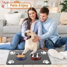 Alfombrilla de alimentación para mascotas - Alfombrilla absorbente para el tazón de agua y comida de las mascotas con respaldo de goma impermeable, tapete de secado rápido para perros y gatos