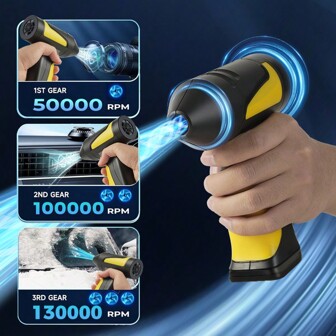 1 Set Luxury Portable Turbo Handheld Hair Dryer (Patented Design), Mini Jet Fan, Ultra-Strong Powerful Fan, Brushless Motor 130,000RPM, 2600*3mAh High Capacity Battery, USB Rechargeable, For Keyboard Cleaning, Blowing Snow, Clearing Car Leaves, Outdoor Fire Igniting, Inflating, 18650 Lithium Battery Tools