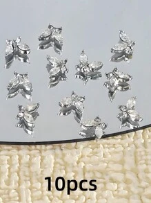 klimonla Mini Butterfly Nail Accessories Zirconia Nail Rhinestone Accessories Light Luxury Super Flash Alloy Silver Metal Accessories Small Steel Balls Nails Nail Supplies Nails Nail Charms Nail Gems