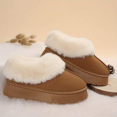 Women Slippers Winter - Thick Flat Suede Shearling Shoes: Warm & Comfy Snow Shoes With Thick Soles, Short Boots Casual For Women Winter Boots Boots For Women Fluffy Boots