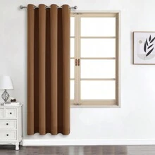 1 件或 2 件可选顶部孔眼遮光窗帘布，优质厚实三层编织纯色隔热遮光窗帘，适用于卧室、客厅、餐厅、厨房 - 黃咖色 - 查看 19