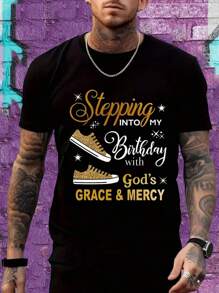 December Is My Birthday Graphic T-Shirt For Daily Life And Outdoor Activities Regular Fit Men's Festival Tops - màu đen - Xem 1