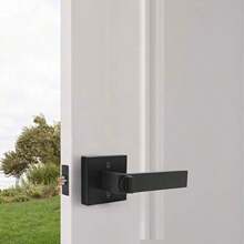 2 Pack Square Entry Door Lever Stainless Steel Exterior Flat Reversible Door Handle Security Front Door Lock Set Black - EntryKeyLock(DifferentKeys) - View 3