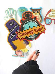 hoojojo 8 Double-Sided Classroom Rule Flashcards, Interactive Vocabulary Cards, Flash Cards For Kids, Learning Cards, Classroom Interaction, Learning Games, Home Teaching, Party Games, Stationery, Teaching Tools - Multicolor - View 4