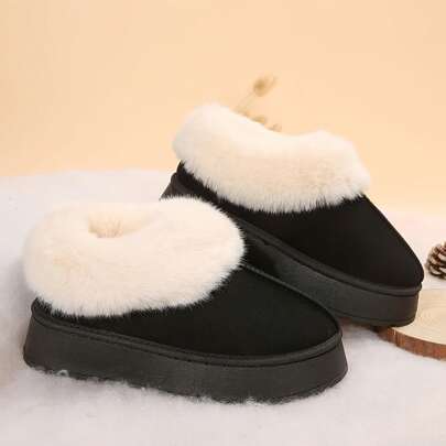 Womens Slippers Winter - Thick Flat Suede Shearling Shoes: Warm & Comfy Snow Shoes With Thick Soles, Short Boots Casual For Women