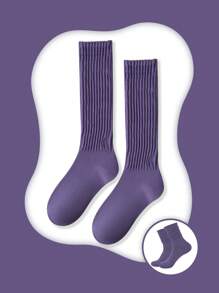1 par de calcetines de unicolor hasta la rodilla para mujeres, calcetines largos y delgados, calcetines tipo universitario hasta el muslo, adecuados para todas las estaciones, simples y generosos, perfectos para uso diario.