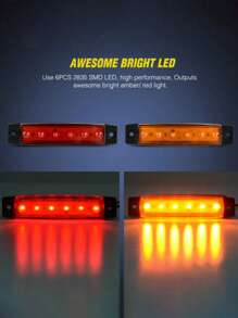 8pcs/Pack Truck LED Side Indicator Light Super Bright 6LED Waterproof SMD Side Warning Light 12V 24V Turn Signal Lighting Car Warning Light - Multicolor - View 4