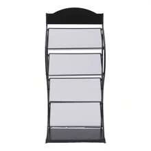 Rainaut Floor-Standing Magazine Rack Information Rack Storage Rack Newspaper Rack Display Rack Manual Book Rack Single Page Simple Iron (Black) - Black - View 4