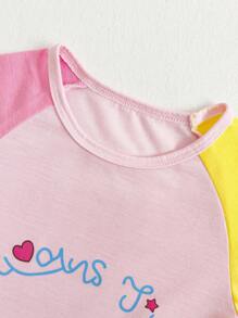 Chatreadl 女童 1 件套可爱休闲彩虹飞马短袖睡裙印花图案夏季 - 粉色 - 查看 3