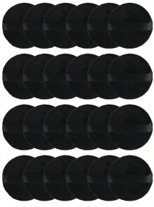 24pcs/15pcs/8pcs/3pcs Round Flocked Makeup Sponges, Soft & Fluffy Texture, Suitable For Face & Body Powder Puff, Mixed Set Makeup Beauty Tools - Black - View 9