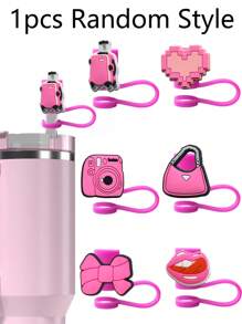 1 件/3 件/6 件粉色硅胶吸管盖，适用于 30&40 盎司玻璃杯，10 毫米吸管盖，可重复使用吸管盖，防尘吸管盖，简易吸管头盖，杯子配件。，母亲节礼物 - 多色 - 查看 4