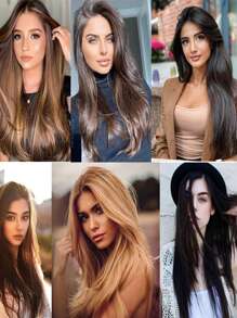 Extensions de cheveux à clipser 16 pièces, 22 pouces 7 pièces lisseur long, convient pour les extensions de cheveux synthétiques et les perruques des femmes