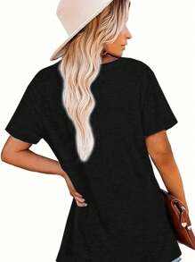 Topuri mărimi mari, haine pentru femei, set 3 piese, tricou cu mânecă scurtă și guler rotund pentru femei, seturi de vară 3 piese pentru femei - Multicolor - Vizualizare 4