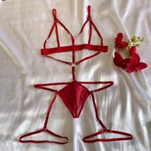Sexy Erotic Bodysuit Super Sensual Strapy Garter Belt Adjustment - 紅色 - 查看 4