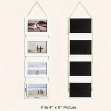1pc, Wall Hanging Picture Frame For 4 Photos, Rustic Photo Frame For Wall Decor, Art Home Decor, For Birthday Party Decor, Party Gift Gifts Graduation