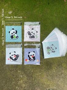 100个/套可爱熊猫印花OPP袋，透明自封袋，节日派对生日周年纪念礼品包装袋 - 彩色 - 查看 2